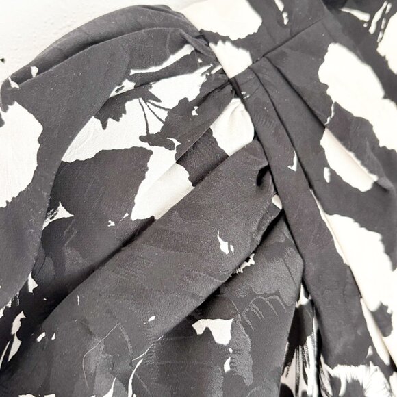 80's Flora Kung New York Power Suit Silk Button Down Dress with Shoulder Pads - Picture 6 of 10